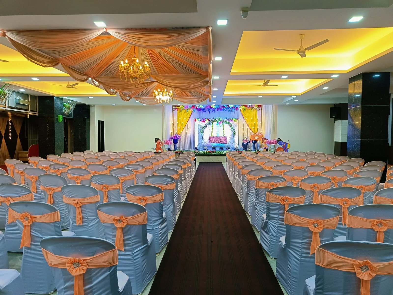Floral arrangements on stage